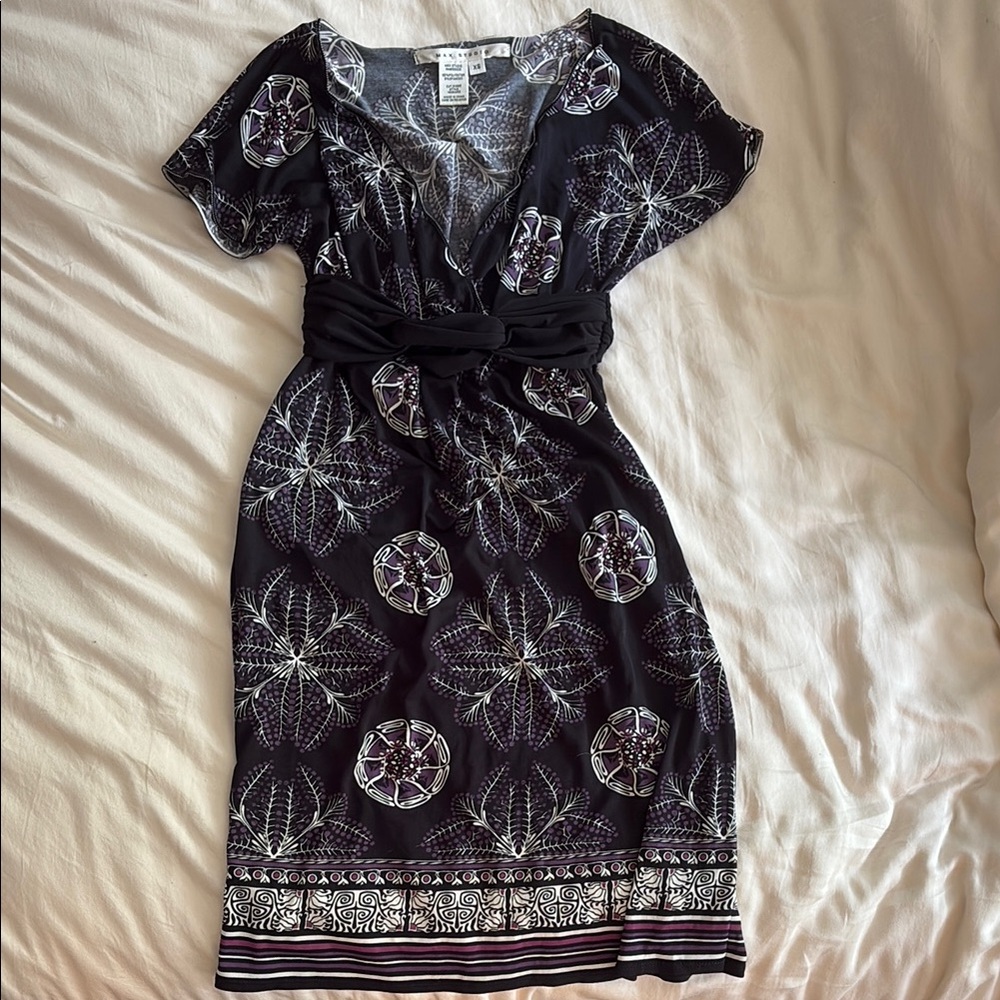 Max Studio Black and White with Purple Geometric Dress